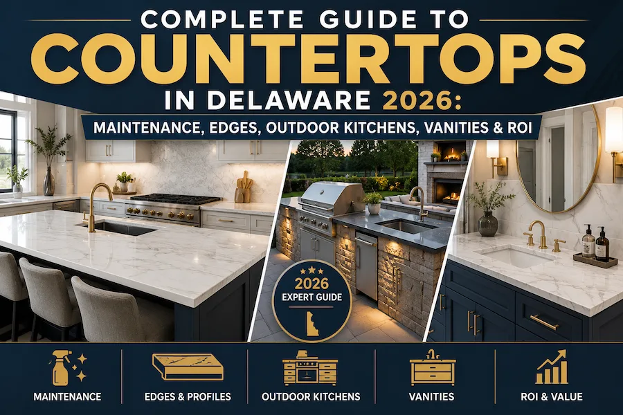 Complete Guide to Countertops in Delaware 2026: Maintenance, Edges, Outdoor Kitchens, Vanities & ROI