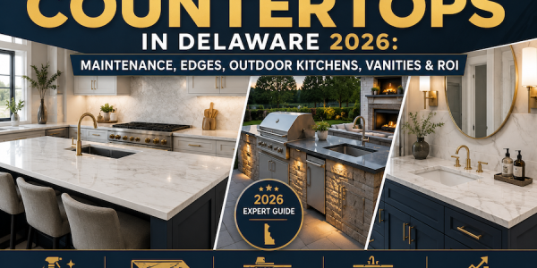 Complete Guide to Countertops in Delaware 2026: Maintenance, Edges, Outdoor Kitchens, Vanities & ROI